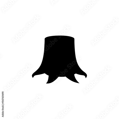 Rustic Black Silhouette Tree Stump Side View Natural Forest Element Graphic