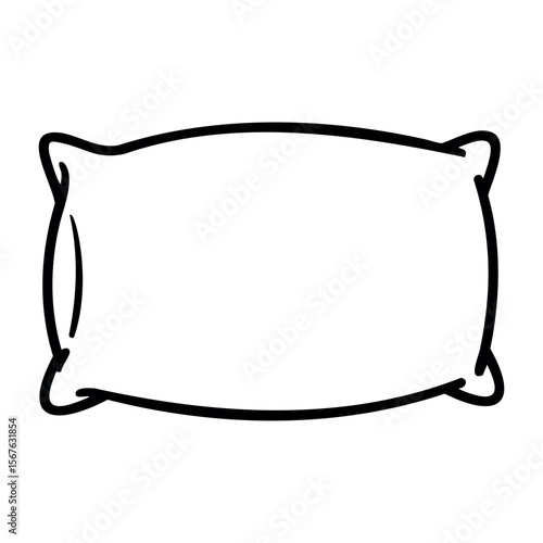 Minimalist line art pillow design - simple sketch of bed cushion. Vector hand-drawn doodle illustration