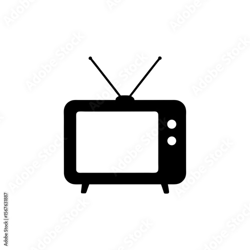 Retro Television Silhouette Home Entertainment Device Broadcast Monitor