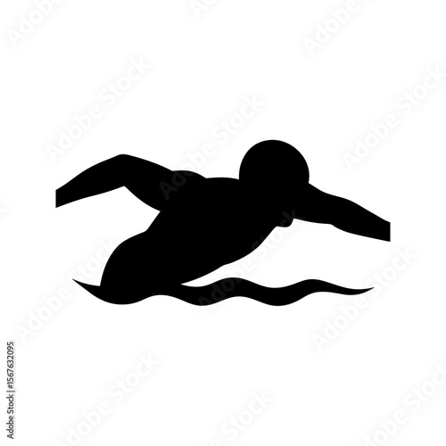 Dynamic Swimmer Silhouette Aquatic Sport Athlete Olympic Figure Design