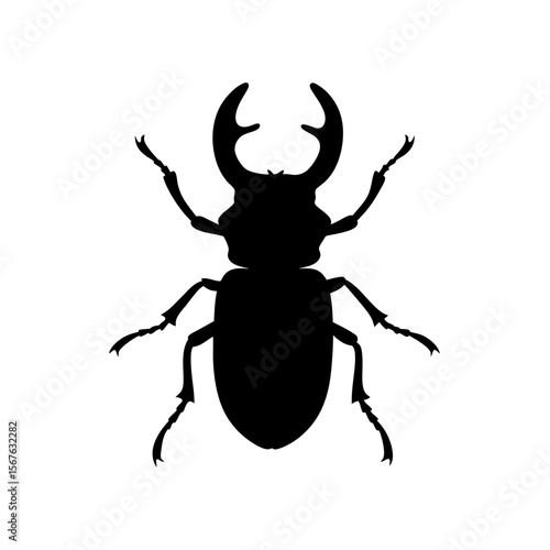 Impressive Stag Beetle Silhouette Insect Bug Nature Wildlife Entomology Design
