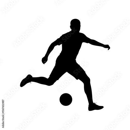 Dynamic Soccer Player Kicking Ball Silhouette for Sports and Fitness