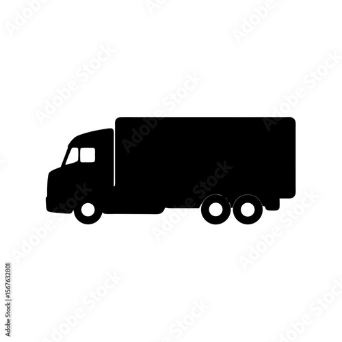 Powerful Semi Truck Silhouette Design for Commercial Transportation Themes
