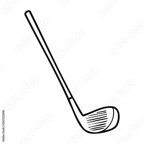 Golf club drawing with classic iron design for sports enthusiasts. Vector hand-drawn doodle illustration