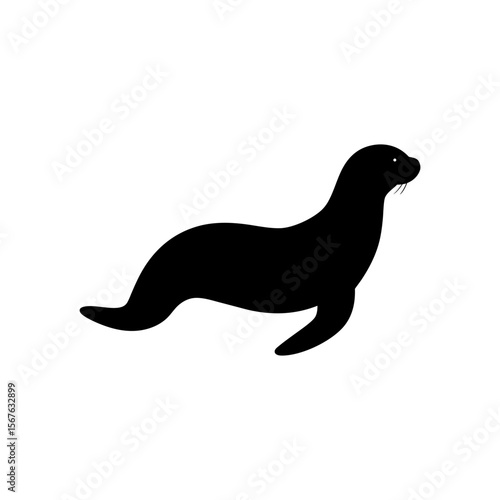 Adorable Sea Otter Silhouette Floating in Water Perfect for Wildlife Art