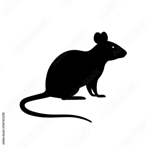Urban Rat Animal Black Silhouette Scavenging in a Side Profile