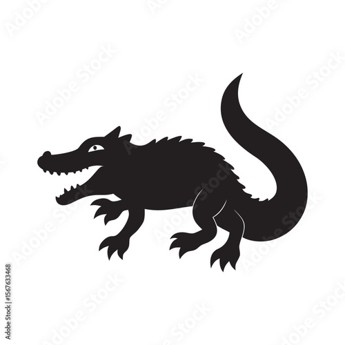Crocodile Crawling With Jaws Open