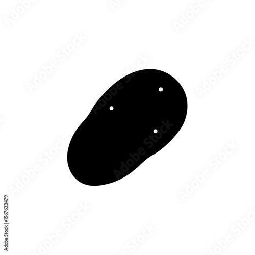Healthy Potato Vegetable Black Silhouette with a Natural Side View