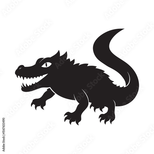 Open Jaw Crocodile Crawling Forward