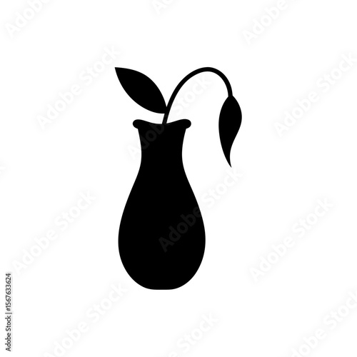 Unique Pitcher Plant Black Silhouette Showing a Natural Side View