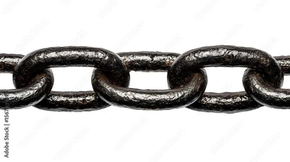 Obraz premium Three linked metal chain links are shown against a dark, contrasting background for bold simplicity.