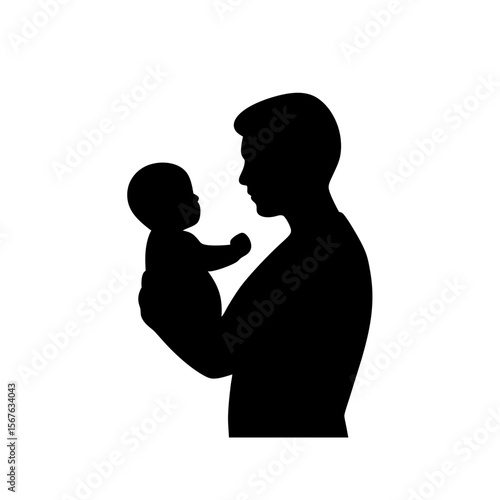 Casual Side View Black Silhouette of a Person Holding a Bag