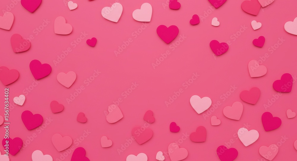 Hearts on pink background