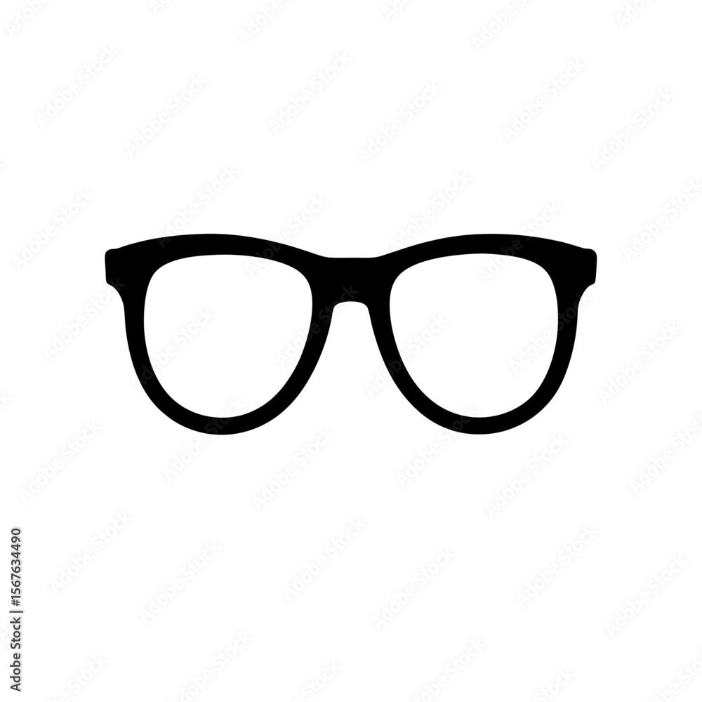 Fototapeta premium Fashionable Side View Black Silhouette of a Pair of Glasses on a Surface