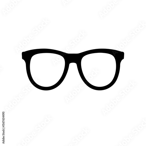 Fashionable Side View Black Silhouette of a Pair of Glasses on a Surface