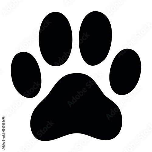 Minimalist paw print design for animal lovers. Vector hand-drawn doodle illustration
