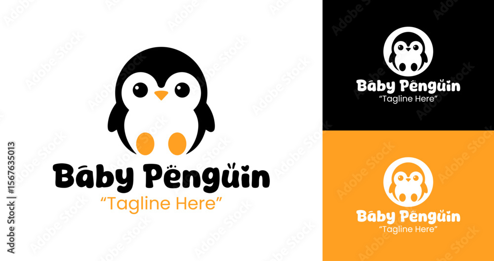 Naklejka premium Playful Baby Penguin Logo for Kids Event Branding and Promotion 