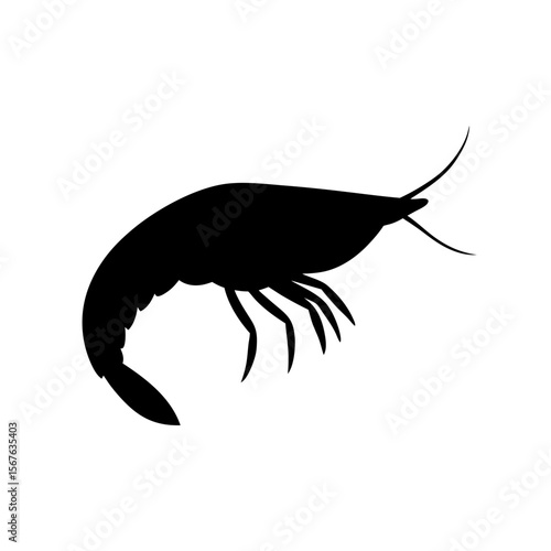 Tiny Krill Silhouette White Background Marine Life Vector Graphic Design