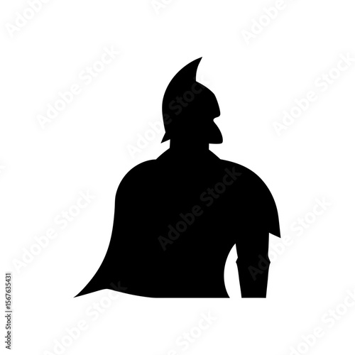 Gallant Knight Silhouette White Background Medieval Warrior Vector Graphic Design