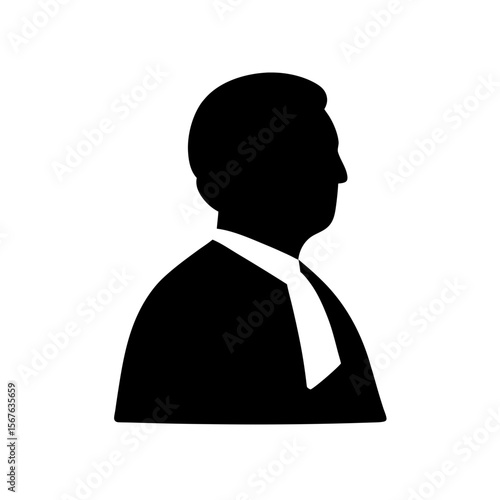 Authoritative Judge Silhouette White Background Legal Profession Vector Graphic