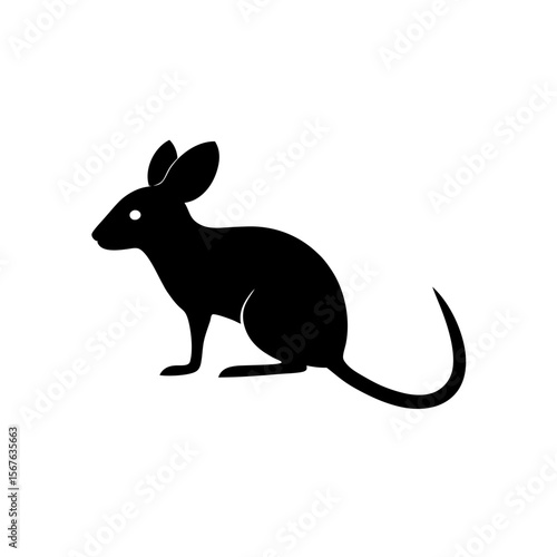 Unique Jerboa Silhouette White Background Desert Animal Vector Graphic Design