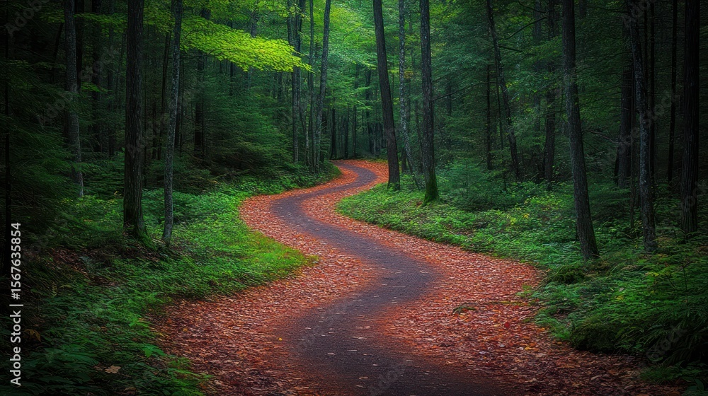 Obraz premium Winding path through a dark forest