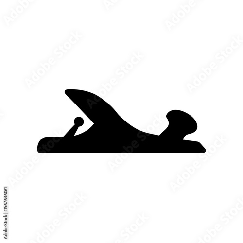Carpentry Black Silhouette of a Hand Plane Side View Isolated on a White Surface