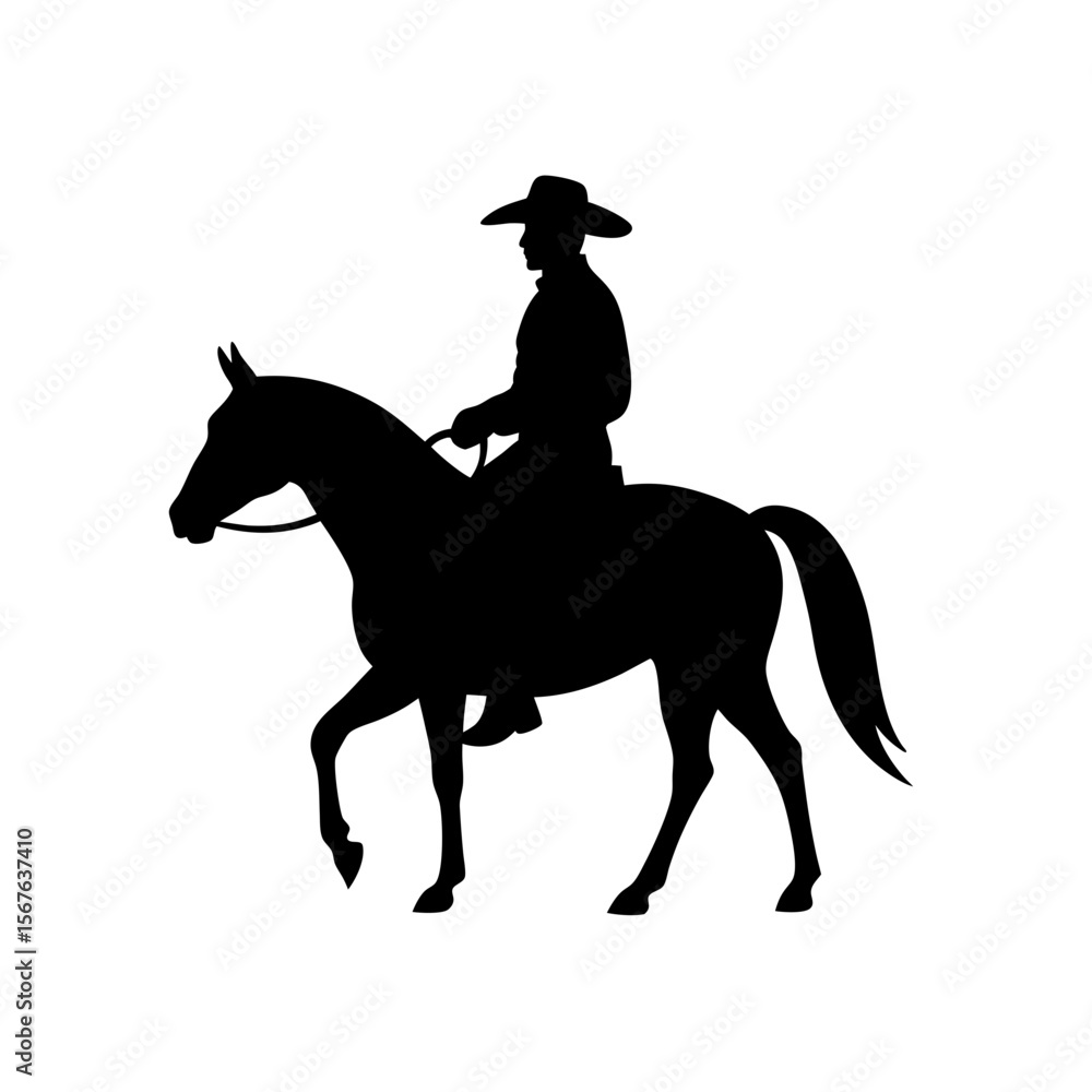 Obraz premium A Cowboy On A Horse Silhouette For A Classic Western And Rodeo