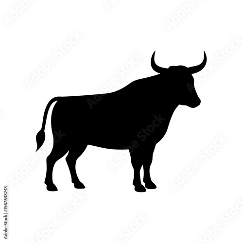 A Strong Bull Silhouette In Profile For A Powerful And Masculine Animal