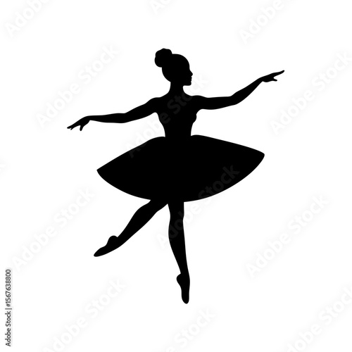 Elegant Ballerina Silhouette In Profile Performing A Graceful Ballet Pose