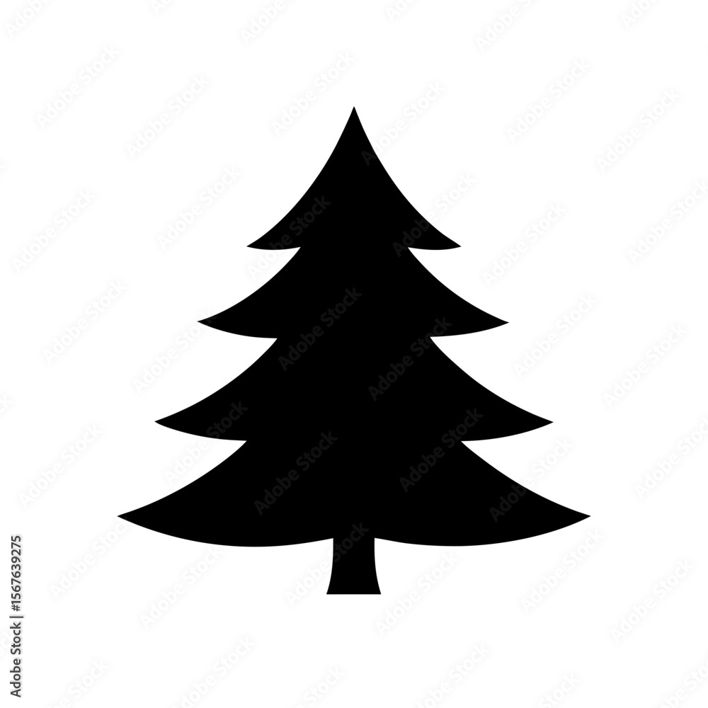 Fototapeta premium A Simple Iconic Silhouette Of An Undecorated Christmas Tree Icon
