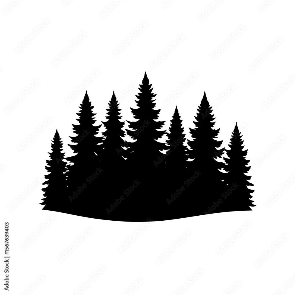 Obraz premium Dense Forest Treeline Silhouette For A Nature Or Wilderness Background
