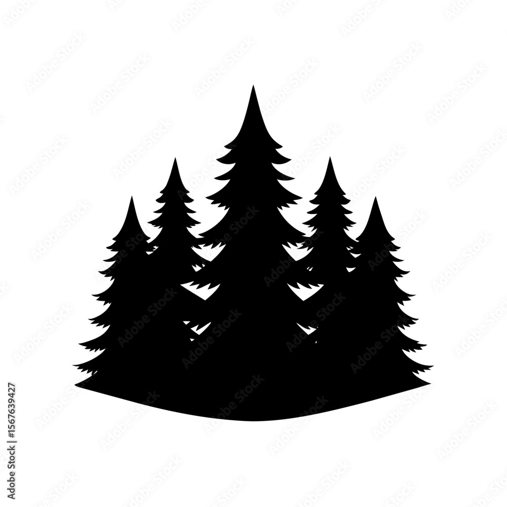 Fototapeta premium Cluster Of Pine Trees Forming A Forest Silhouette For A Nature Landscape