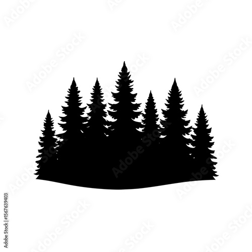 Dense Forest Treeline Silhouette For A Nature Or Wilderness Background