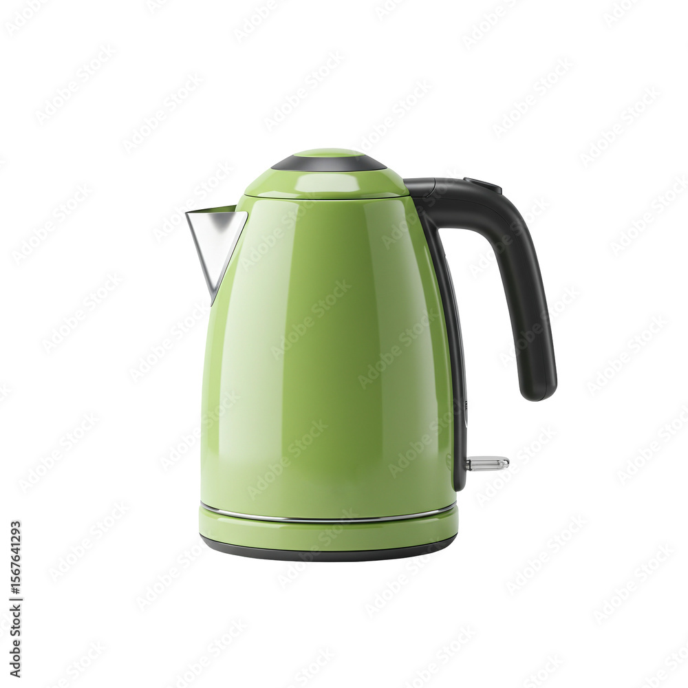 Vibrant green electric kettle with a modern sleek design and shiny metallic details Vibrant green electric kettle with a modern sleek design and shiny metallic details