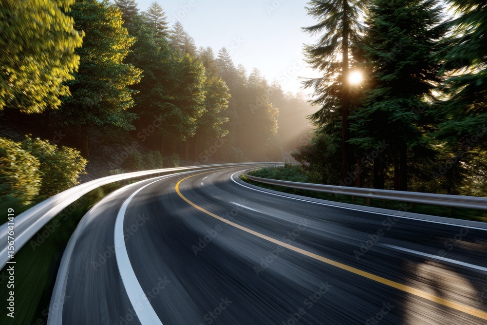 Fototapeta premium Mountain Winding Road at Sunrise
