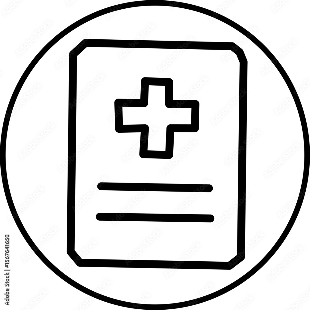 Obraz premium medical report line icon in circle. Health and medical icon theme in circle