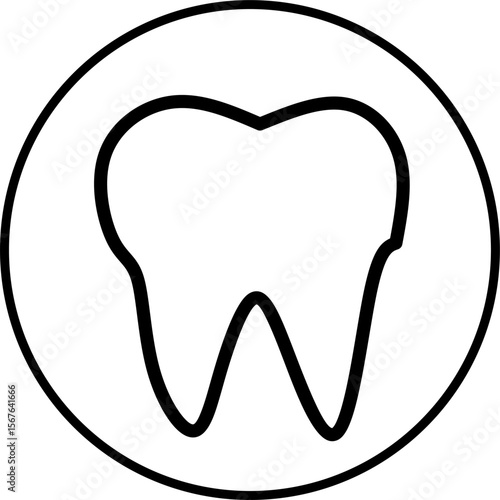 tooth line icon in circle. Health and medical icon theme in circle