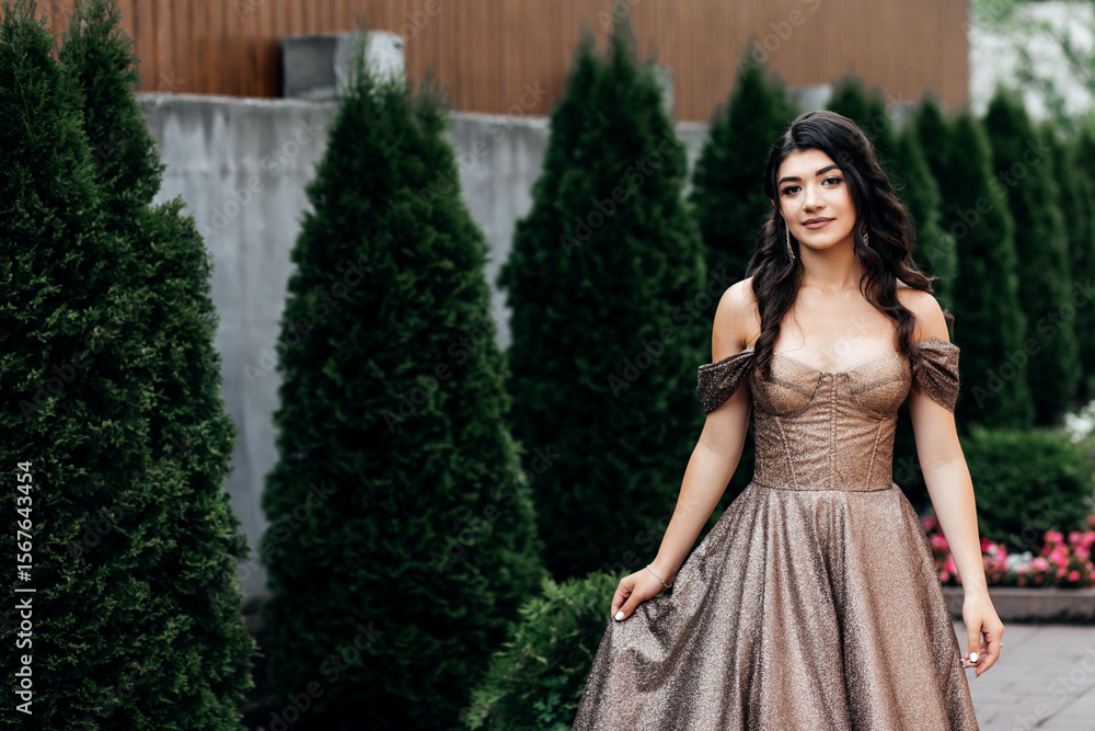 woman in dress in park woman in dress in park