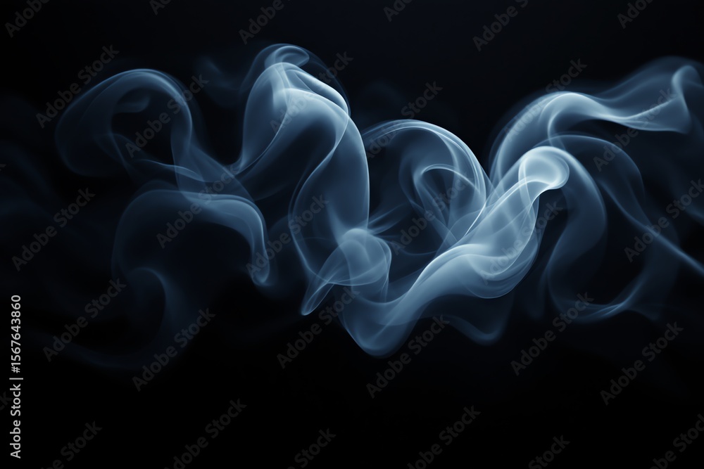 Fototapeta premium Abstract Blue Smoke Floating on a Black Background Studio Shot