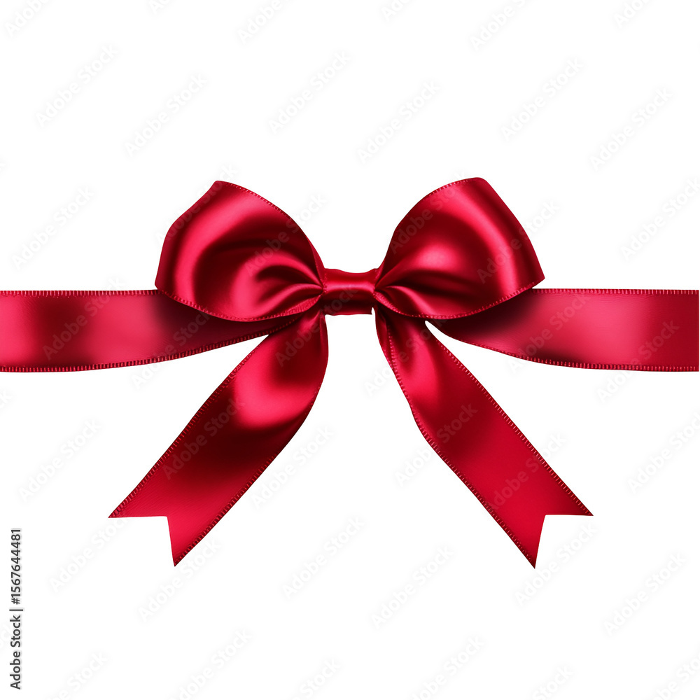Fototapeta premium Red satin ribbon bow elegant gift wrap design