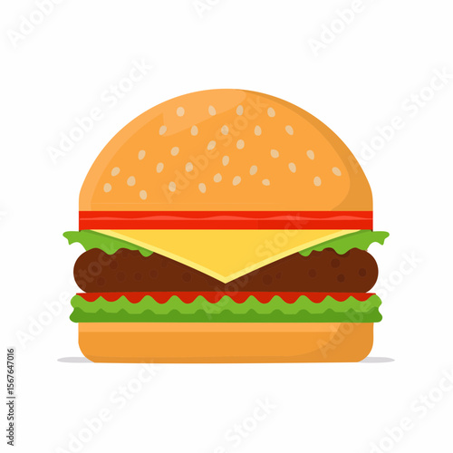 Juicy Cheeseburger Delicious Fast Food Illustration