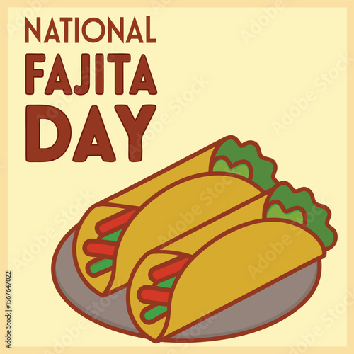 National Fajita Day Illustration with Tacos on a Plate