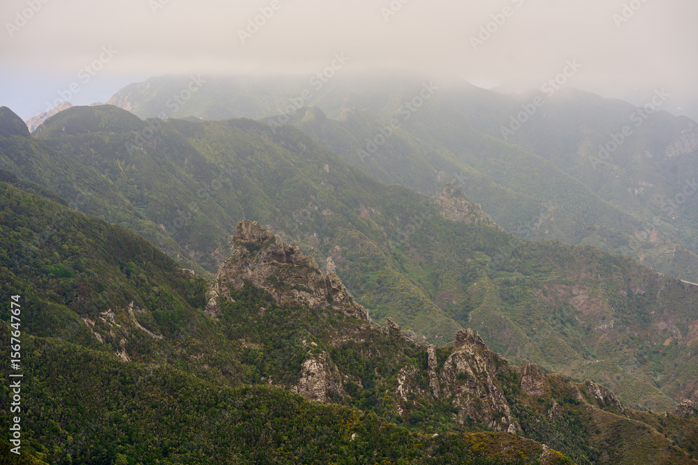 Fototapeta premium Anaga mountain range in morning mist