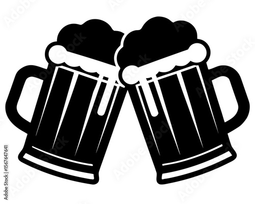Cheers of Craft Beer: Two robust beer mugs clink together in a celebratory toast, inviting viewers into a world of convivial cheer and delicious craft beverages.