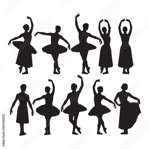 Ballerinas dancing gracefully in various poses ballet dancers silhouettes