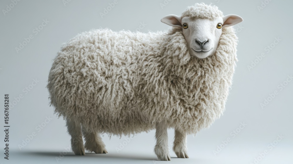 Obraz premium Sheep in Morphism style, with smooth, blended gradients showcasing its natural form and the texture of its wool.