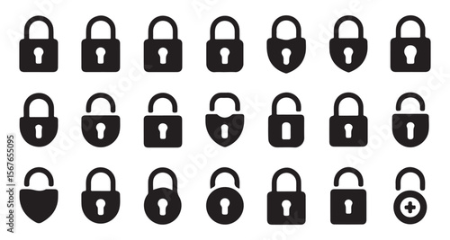 Assorted Padlock Illustrations Demonstrating Security and Privacy Concepts with Various Locking Mechanisms and Styles for Digital and Physical Safety Representation