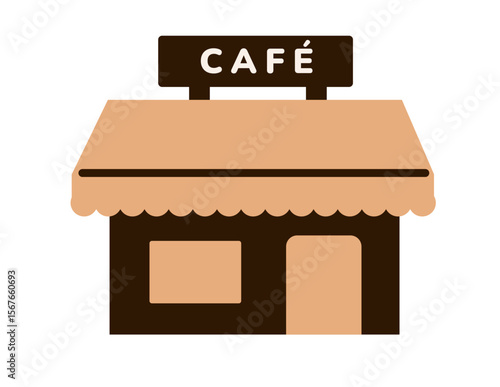 icon of a small café building in brown and beige colors