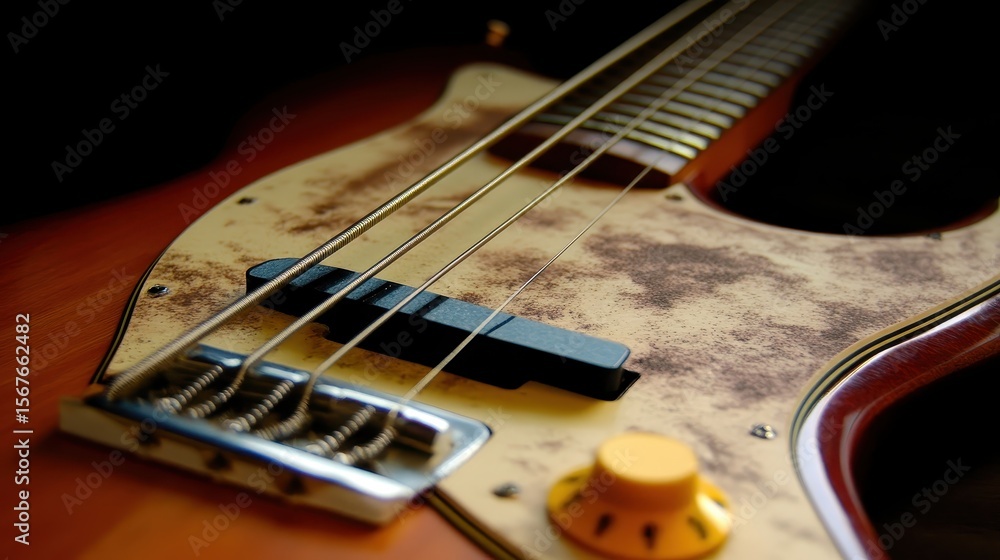 Fototapeta premium Close-Up of an Electric Guitar with Vintage Aesthetic and Detail